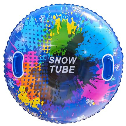 Aufblasbare Schlitten, 87cm PVC Runder Dickwandiger Schneereifen Für Kinder Mit Griffen, Schneerohr, Schwerer Schlitten Rodel Reifen Für Familien, Winterabenteuer, Rodeln