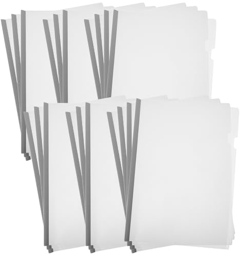 Lurrose 20pcs A4 Triangular Lever Arch File Folders Grey-White Draw Rod Document Organizers Multipurpose Filing Storage for Office and School Use