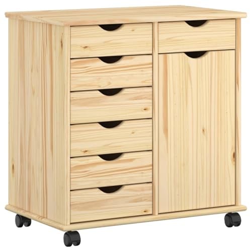 vidaXL Rollschrank 63,5 x 39 x 65,5 cm Massivholz Kiefer Braun