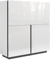 byLIVING Sekretär Idaho, Schreibtisch-Schrank, B 120 cm, Hochglanz Weiß | Kompakter Schreibtisch für dein Wohnzimmer, B 120 x H 127 x T 40 cm, mit integriertem Kabelkanal und weißer Hochglanzfront