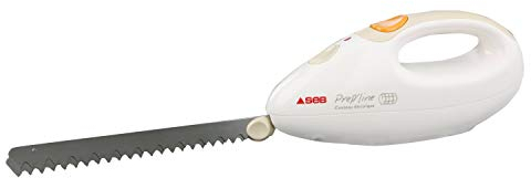 Seb 852301 Couteau Électrique Prep’Line Lames à Découper Tranche Viande Charcuterie Pain Surgelés 100W Blanc