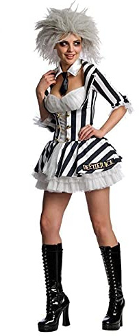 Rubie‘s Official Beetlejuice-Kostüm für Damen mit Perücke, sexy Outfit für Karneval und
