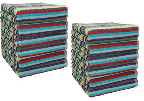 Betz 12er Set Küchentücher Geschirrtuch Handtuch 100% Baumwolle HELGOLAND Größe 50 x 90 cm Grubentuch Küchentuch Allzwecktuch Streifen bunt