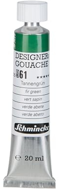 Schmincke - Designers Gouache, Tannengrün, 20 ml-Tube, 25 556 007, streifenfreier Auftrag, maximal deckend, farbintensiv und samtmatt
