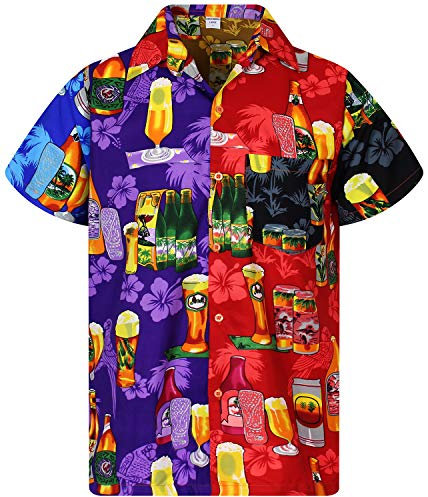 V.H.O. Funky Hawaii-Hemd, Herren, Kurzarm, Beerbottle, Mondy-Mix, 6XL