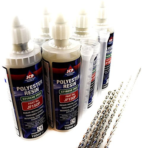 Masonry Wall Repair Kit Containing 3 x 410ml Polyester Resin + 5 x Stainless Steel Helical Bars (6mm x 1000mm)