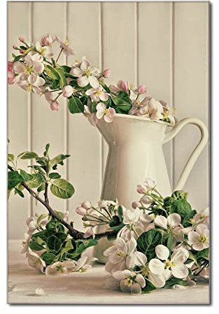 banjado Glas Magnettafel (40 x 60cm) - Magnetwand Glas - Magnetpinnwand als Memoboard - Pinnwand Magnettafel Küche, Büro, Kinderzimmer - Stillleben Kirschblüten
