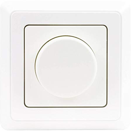 REV Ritter LED (5-100 Watt) Dimmer PrimaLuxe, weiß, Phasenabschnitt-Dreh-Helligkeitsregler (Glühlampe 25-300 Watt) inkl. Rahmen und Dimmerscheibe, Unterputz Dimmer LED Drehdimmer