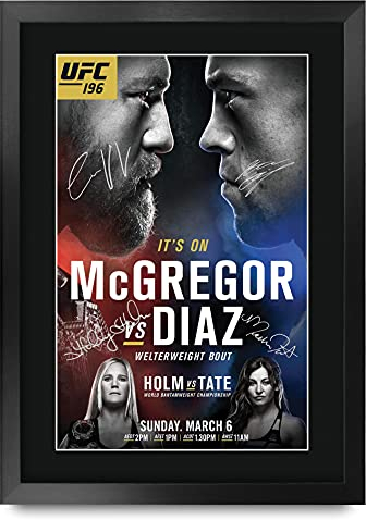 HWC Trading A3 FR UFC 196 Programm-Plakat Conor McGregor Nate Diaz Holly Holm Miesha Tate Signed Geschenk GESTALTET A3 gedruckt Autogramm MMA Wrestling Geschenke drucken Fotobildanzeige