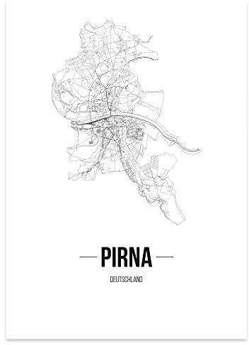 JUNIWORDS Stadtposter - Wähle Deine Stadt - Pirna - 21 x 30 cm Poster - Schrift B - Weiß