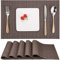 Myir JUN Tischsets Abwaschbar 6er Set, Gewebte Platzdeckchen Abwaschbar rutschfest Abgrifffeste Hitzebeständig, Vinyl Platzsets für küche Speisetisch Hotel, Platz-Matten 30x43.5cm (Brown 2)