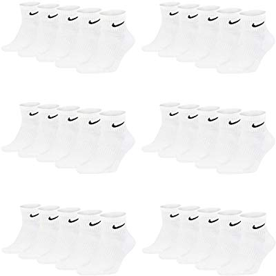Nike 15 Paar Herren Damen Kurze Socke Knöchelhoch Weiß Schwarz Sparset SX7667 Sportsocken Größe 34 36 38 40 42 44 46 48 50, Größe:38-42, Sockenfarbe:15 Paar weiss