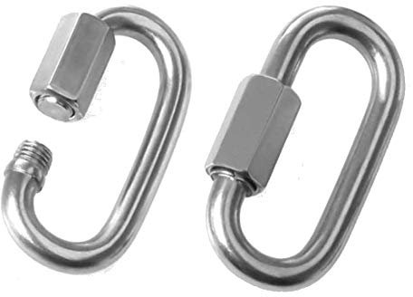 OVAL 2 PACK LOCKING Climbing Sports Cable Machine Carabiner Snap Hook Clip 2.95inch M8-8mm lock Snap Hooks Heavy Duty Stainless Steel Key Chain Clip Fit for Gym,Climbing,Camping,Travelling