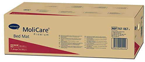 MoliCare Premium Bed Mat 7 Tropfen: Bettschutzeinlage mit saugfähigem Kern aus Zellstoff-Flocken, 40x60 cm, 6x30 Stück