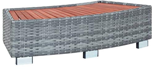 yorten Spa Einstiegsstufe Whirlpool Einstieg Treppe Trittstufe Einstiegshilfe Einstiegstreppe Grau Poly Rattan Stahlrahmen 92 x 45 x 25 cm (L x B x H)