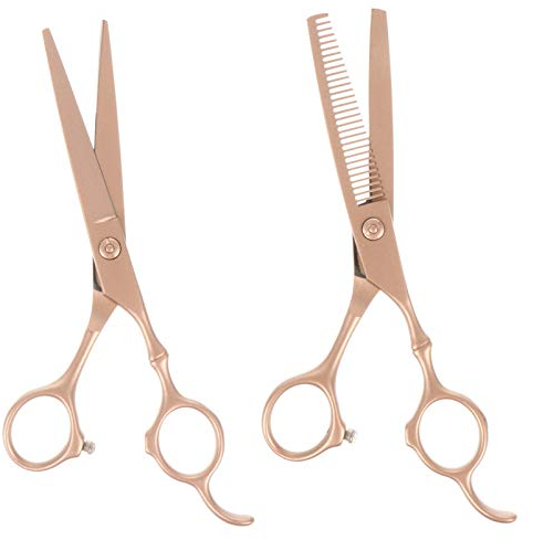 Minkissy 2-teiliges Set 6 Zoll Friseurschere Rasiermesser Schneidzahnschere Salonrasierer Professionelle Friseurschere Bartschere Dünner Werdende Zahnscheren Haarschere Rostfreier Stahl