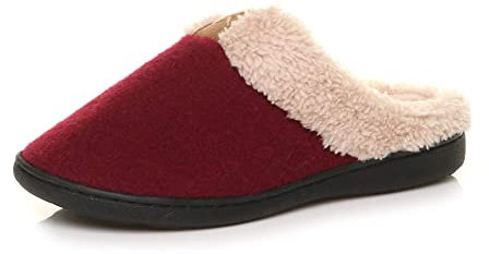 AJVANI flat low heel winter fur lined mules slippers size 8 41