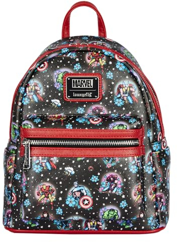 Loungefly Marvel Avengers Tattoo Damen Schultertasche mit doppeltem Riemen, mehrfarbig, Einheitsgröße, Marvel Avengers Tattoo Mini Rucksack, Mehrfarbig, Einheitsgröße
