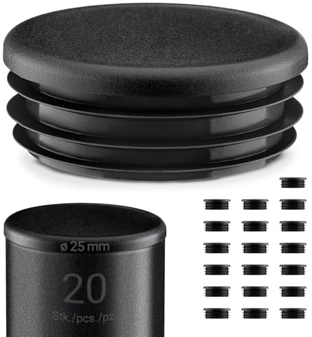 EMFA Lamellenstopfen Rund 25 mm Schwarz für Rundrohre, 20 Stück | Rohrstopfen, Endkappen, PE-Kunststoff, Für Rundrohre, Schutz vor Schmutz und Feuchtigkeit
