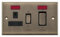 Selectric Antique Brass 45A DP Cooker Switch and 13A Switched Plug Socket with Neon and Black Insert 7M-Pro