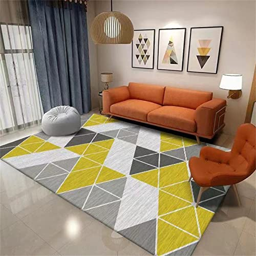RUGMRZ Schlafzimmer Teppich Bettumrandung Grau Gelb waschbarer Baby Krabbelmatte weich rutschfest Outdoor Rug 40X60cm
