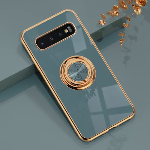 Dclbo Hülle für Samsung Galaxy S10, Handyhülle Silikon TPU Case Weich Bunt Stoßfest Dünn Cover Etui Hülle mit Ring Halterung Ständer Fingerhalterung Schutzhülle für Samsung Galaxy S10-Grau