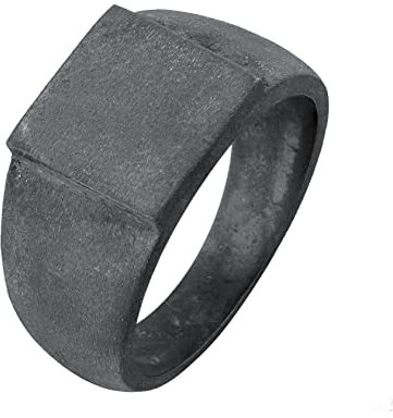 Kuzzoi Siegelring Herrenring oxidiert, Bandring massiv (11 mm) in 925 Sterling Silber, Robuster Biker Schmuck mit rechteckiger Oberfläche, Ring für Männer, Ringgröße 60, 0605991722_60