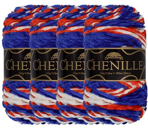JubileeYarn Chenille Yarn - Worsted Polyester - 100g/Skein - Aztlán - 4 Skeins
