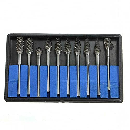 Wolframkarbid-Frässtift-Set, Hartmetallbohrer, rotierende Schnitz-Bits mit 0,3 cm Schaft für Heimwerker, Holzbearbeitung, Gravieren, Metallschnitzen, Bohren, Polieren, 10 Stück