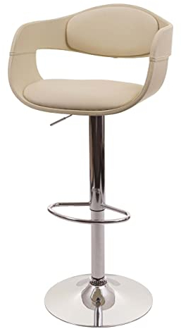 Mendler Barhocker HWC-A47b, Barstuhl Tresenhocker, Retro-Design, Holz Kunstleder - Creme