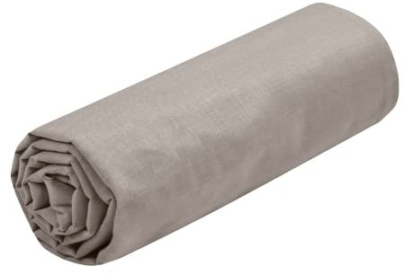 STOF - Drap Housse -Taille 160x200 cm Grand Bonnet 30 cm -100% Coton certifié Oeko-Tex - Couleur Lin -Modèle Eden - Linge de Lit pour Maison - Doux et Confortable pour Nid Douillet