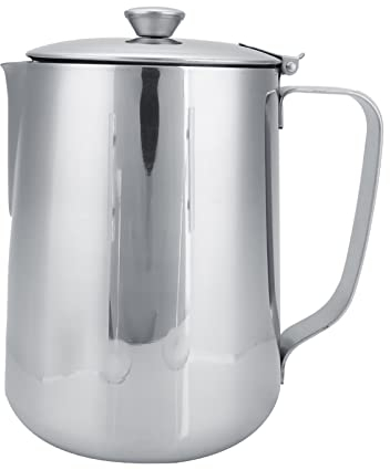 Akozon Café de Acero Inoxidable, Taza, Taza, Jarra para Espumar Leche, Jarra con Tapa para Latte Art, 2000 Ml, Art Office Kitchen, 2000 Ml (2000ml)