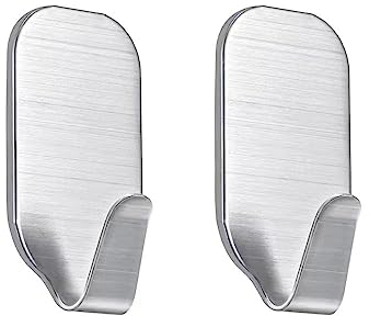 Aeuezxx Ganci Adesivi in Acciaio Inox, 2 Pezzi, Portasciugamani da Parete per Cucina, Bagno, Soggiorno