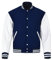 Sledwise Varsity Jacket Baseball Letterman Jacke - Wolle und Leder Premium Qualität Unisex Basketball Jacke, Air Navy/White, L