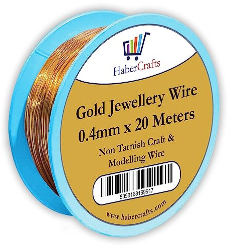 0.4mm Gold Jewellery Wire Tarnish Proof Brass Bendable Metal Wire for Jewellery Making Sculpting Modelling Crafts Wire Weaving & Wrapping (0.4mm - Gold - 26 Gauge - 1 Spool - 20 Meters)