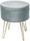 Zedelmaier Schminkhocker samt mit Stauraum Schminktisch Hocker rund fußhocker Pouf fusshocker Polsterhocker für Wohnzimmer Schlafzimmer mit Metallbeinen (Helle Graublau)…