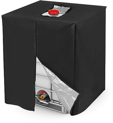 PATIKIL IBC Tote Cover 275 Gallon 420D Fabric Black (120 * 116 * 100cm) | Water Tank Protective Cover, Sunshade, Waterproof, with Zipper, for 1000L Outdoor Garden Water Ton, Rain Barrel