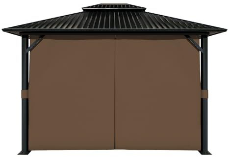 Aoodor Garden Outdoor Vorhang, 4 Stück Pavillon Seitenteile, Wasserdichte Sichtschutz Gardinen mit Reißverschluss für Terrassen-Pergolen und Markisen (nur Vorhänge)