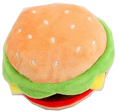 EHOTER Quietschend Hundespielzeug in Form von Lebensmitteln Kreativ Pommes Burger Fleisch Spielzeug Unzerstörbar Hundespielzeug Interaktiv Biss Haustier Katze Spielzeug (Hamburger)