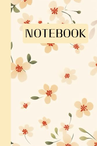 Unruled unlined notebook, blank plain notebook no lines, white paper, for writing, for work, 6x9, page numbering record, notes in school, university, ... For student.: flowers on a beige background