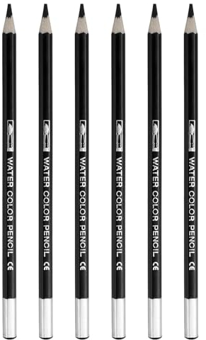 PATIKIL Aquarellstift, 6 Stück wasserlösliche Stifte zum Mischen, Ausmalen, Skizzieren, Malen, Schwarz