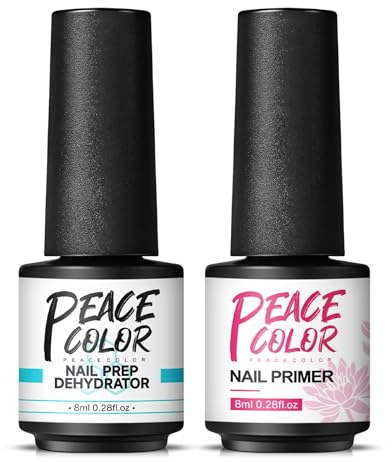 PEACECOLOR Dehydrator und Primer für Nägel,Nail Primer für Gelnägel und Dehydrator für Nägel Nail Dehydrator für Gel Nagellack Acryl Nägel Poly Nägel Gel 8ML
