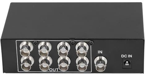 8-Port-BNC-Video-Splitter-Box, 1080P 60 Hz Koaxial-Verteiler-Verstärker, 1 Eingang auf 8 Ausgänge, Switch-Splitter-Verstärker-Box für Videoüberwachungssystem, (EU-Stecker)