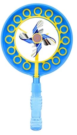 Bubbletastic Windmühle Spielzeug Seifenblasen für Kinder, Seifenblasen für Geburtstage, Spielzeug Geschenke für Kinder, Sommerspielzeug, Inklusive Blasenlösung | Blau