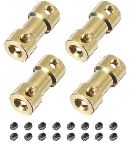 QUARKZMAN 4Pcs de Raccords d'Arbre en Laiton de 2mm à 3mm avec Vis, Coupleur d'Arbre Flexible pour Voiture Modèle Rc, Avion, Roues de Moteur et Pneus d'Arbre
