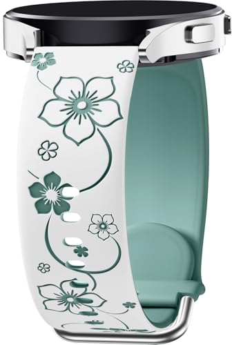Mastten Floral Gravierte Armband Kompatibel Mit Samsung Galaxy Watch 7 6 5 4 40mm 44m, FE / 6 4 Classic / 5 Pro / 3 41mm / Active 2, 20mm Weich Silikon Sport Armband für Damen
