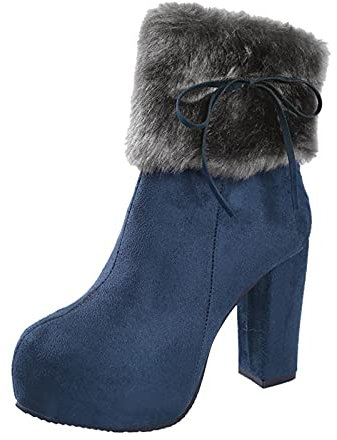 Generico Stivali da Neve Donna 37 Stivali Gomma Donna Scarpe Tacchi Cerniera Grosso Stivali Alti da Donna Traspiranti Stivali da Donna retrò Scarpe Donna Stivaletto Scarpe Giardinaggio (Blue, 40)