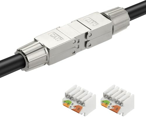 AXFEE 1 x RJ45 Stecker Werkzeuglos für Verlegekabel Cat7 Cat6A, Netzwerkstecker auf Schneidklemme, Lan Stecker für verlegekabel, LSA Vollgeschirmt 10 Gbps, für-Verlegekabel CAT7 Cat6A