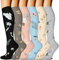 FuelMeFoot 6 Paar Kompressionsstrümpfe für Damen und Herren, Bunte Kompressionssocken Stützstrümpfe für Laufen, Sport, Flug, Reise, Radfahren.09-multi-6 Paar L/XL