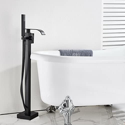 ASerZenith Robinet de Baignoire à Montage au Sol en Nickel brossé, mitigeur de Baignoire autoportant avec Douche